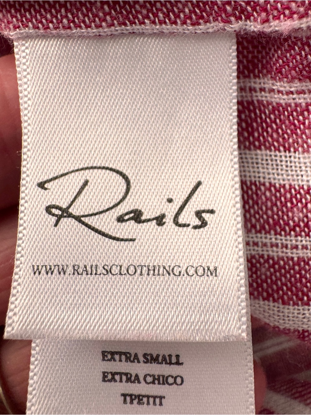 Rails Red & White Striped Linen Blend Button Front Shirt XS - Picture 4 of 7